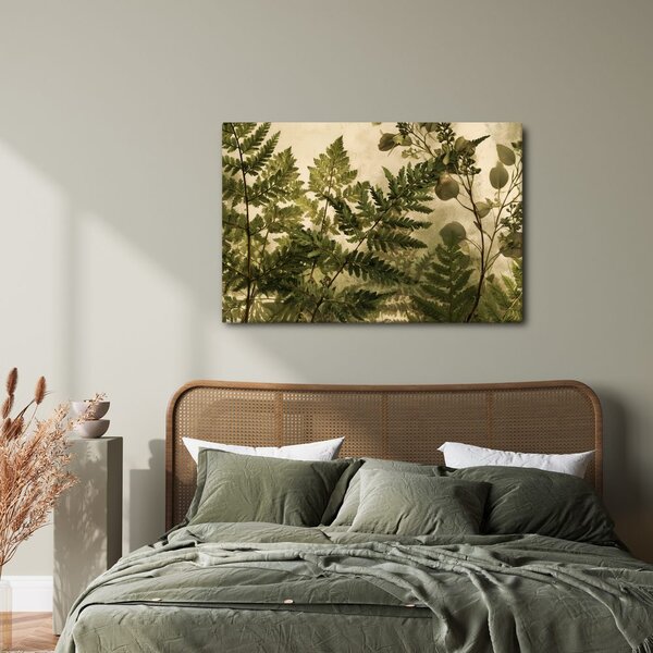 Quadro su tela – Felci delicate su sfondo beige