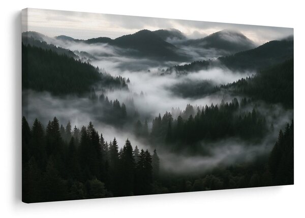 Quadro su tela – Foreste montane nebbiose all’alba