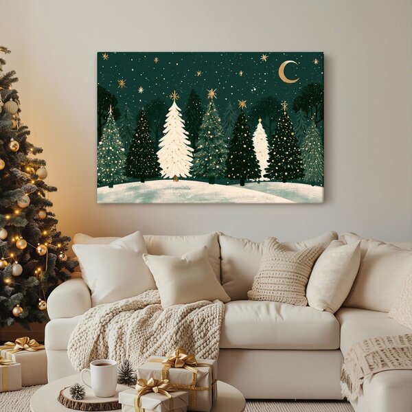 Quadro su tela – Foresta invernale sotto le stelle