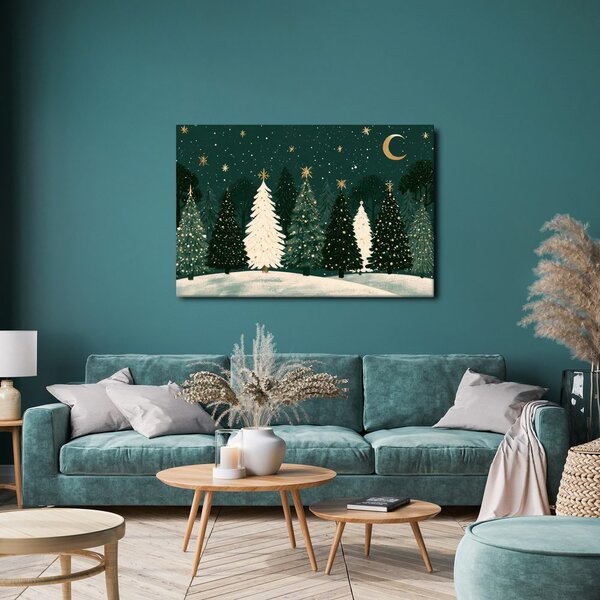 Quadro su tela – Foresta invernale sotto le stelle