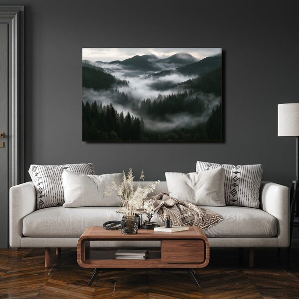 Quadro su tela – Foreste montane nebbiose all’alba