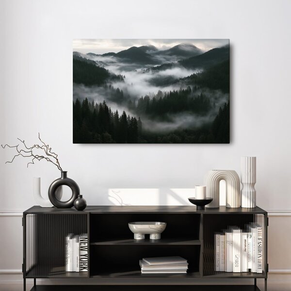 Quadro su tela – Foreste montane nebbiose all’alba