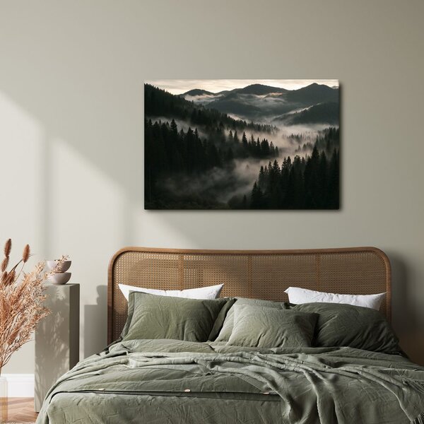 Quadro su tela – Foreste montane nebbiose all’alba