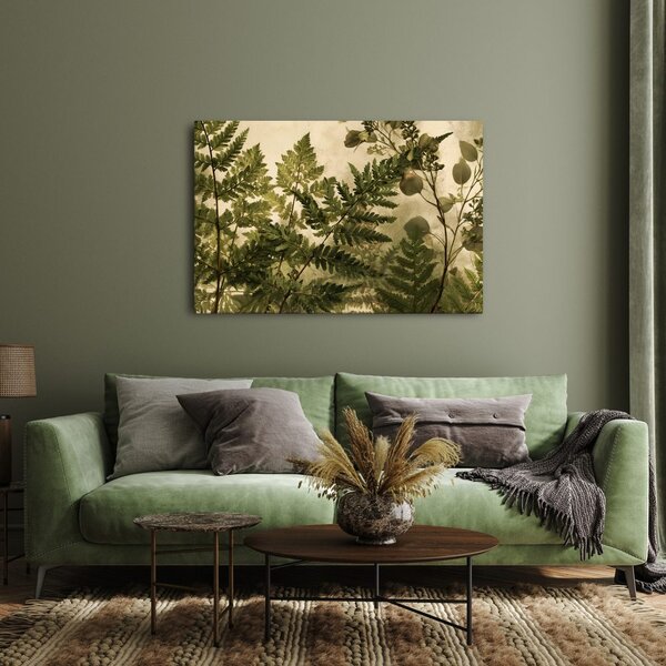 Quadro su tela – Felci delicate su sfondo beige