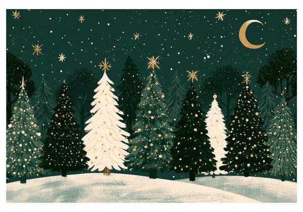 Quadro su tela – Foresta invernale sotto le stelle