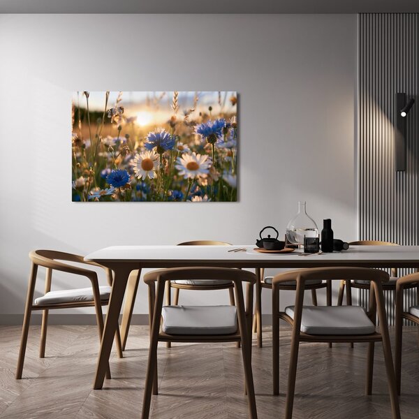 Quadro su tela – Fiori di campo al tramonto