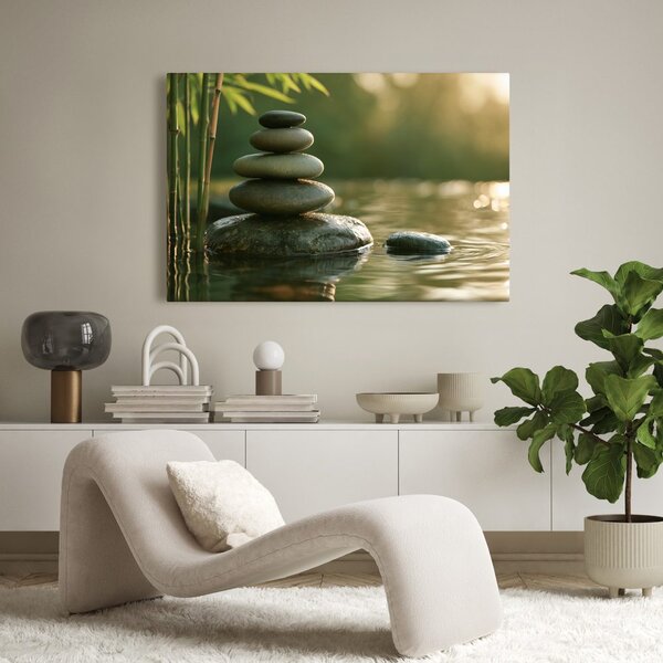 Quadro su tela – Pietre zen sulla superficie dell’acqua