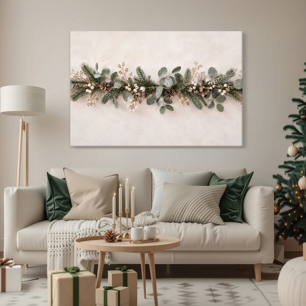 Quadro su tela – Ghirlanda invernale con pigne