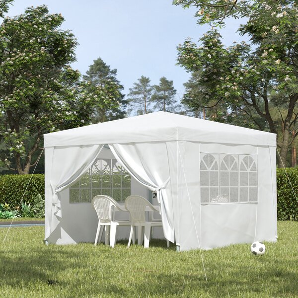 Tendostruttura Impermeabile 3x3m con Pannelli Laterali in Acciaio Bianco