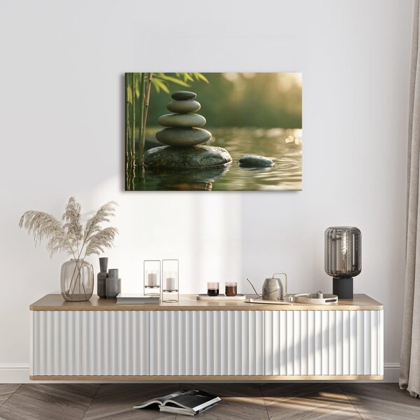 Quadro su tela – Pietre zen sulla superficie dell’acqua