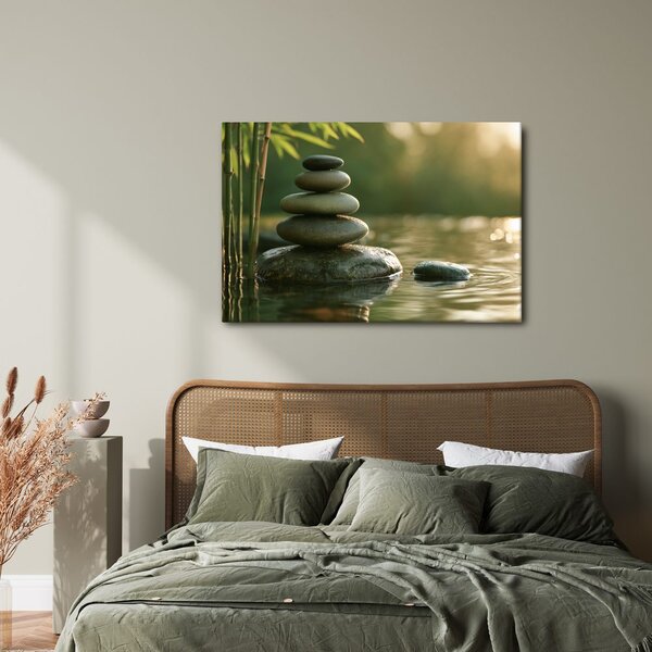 Quadro su tela – Pietre zen sulla superficie dell’acqua