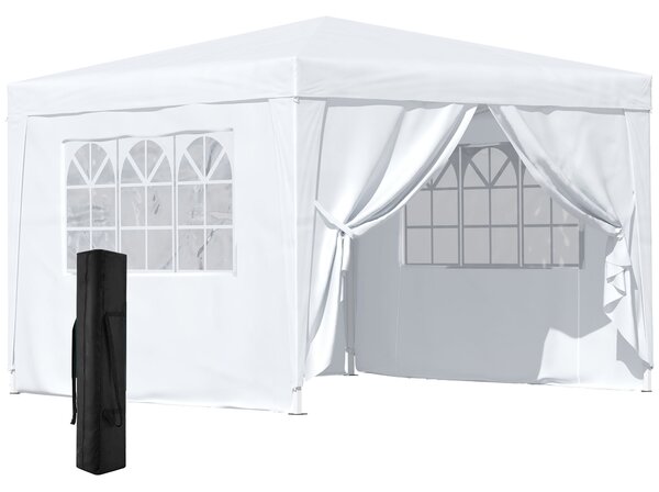 Tendostruttura Impermeabile 3x3m con Pannelli Laterali in Acciaio Bianco