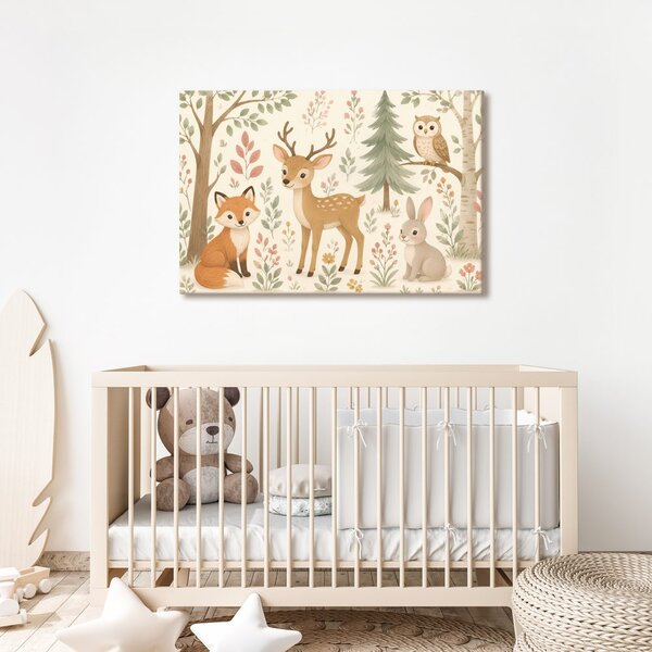 Quadro su tela – Animaletti del bosco in stile delicato