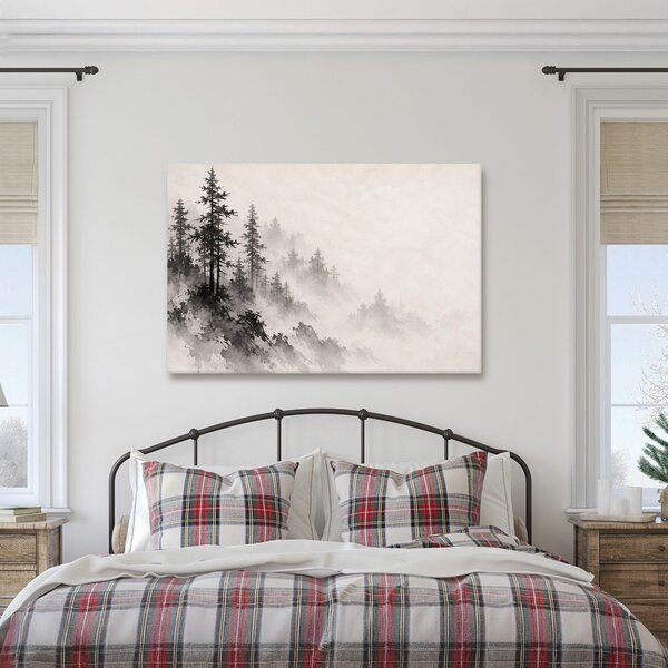 Quadro su tela – Foresta montana nebbiosa a inchiostro