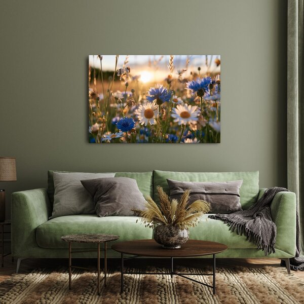 Quadro su tela – Fiori di campo al tramonto