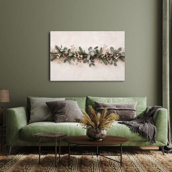 Quadro su tela – Ghirlanda invernale con pigne