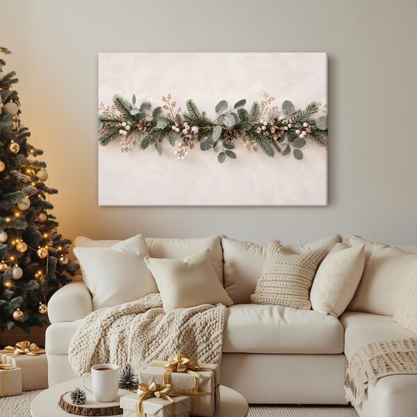 Quadro su tela – Ghirlanda invernale con pigne