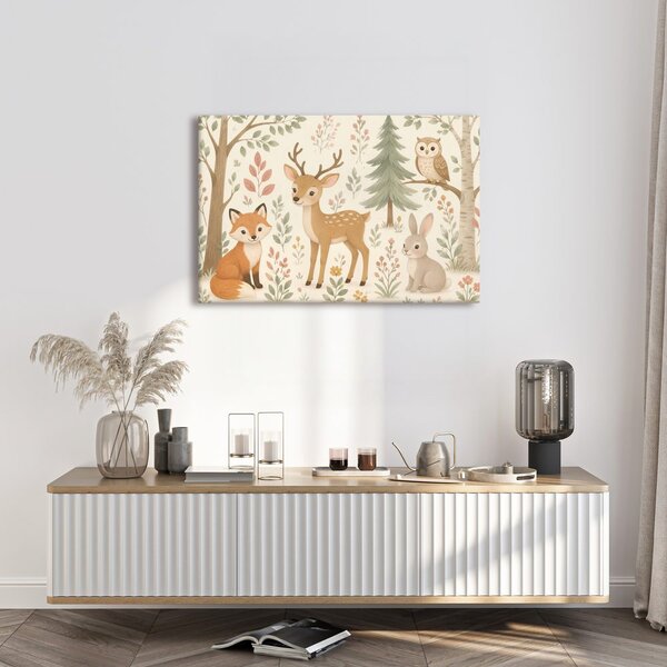 Quadro su tela – Animaletti del bosco in stile delicato