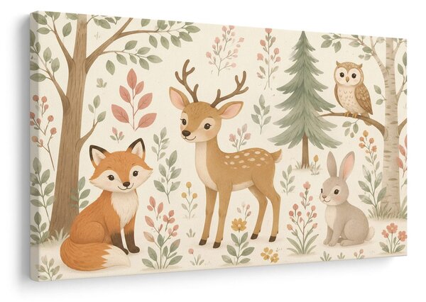 Quadro su tela – Animaletti del bosco in stile delicato