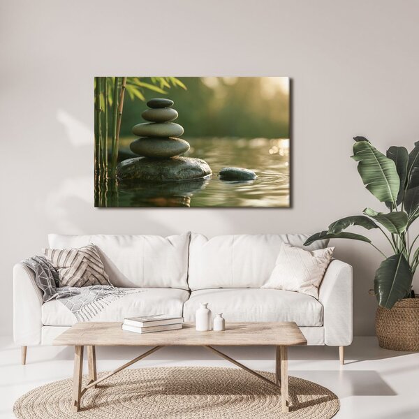 Quadro su tela – Pietre zen sulla superficie dell’acqua