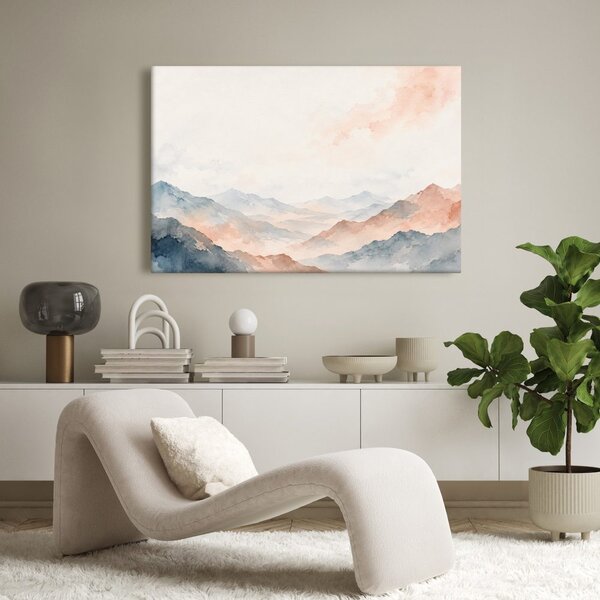 Quadro su tela – Silenzio montano ad acquerello nella nebbia