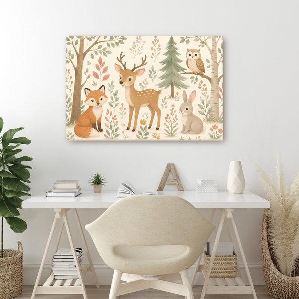 Quadro su tela – Animaletti del bosco in stile delicato