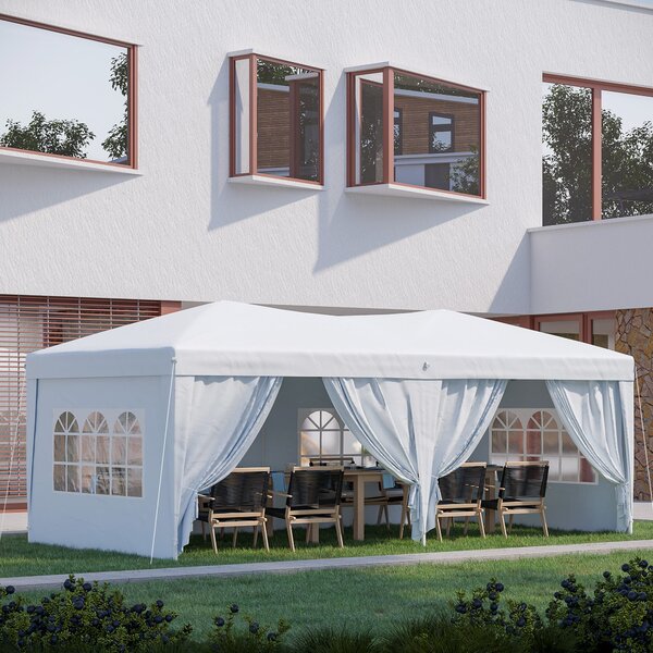 Tendostruttura Pieghevole da Giardino 6 Pannelli Laterali Bianco 3x6m