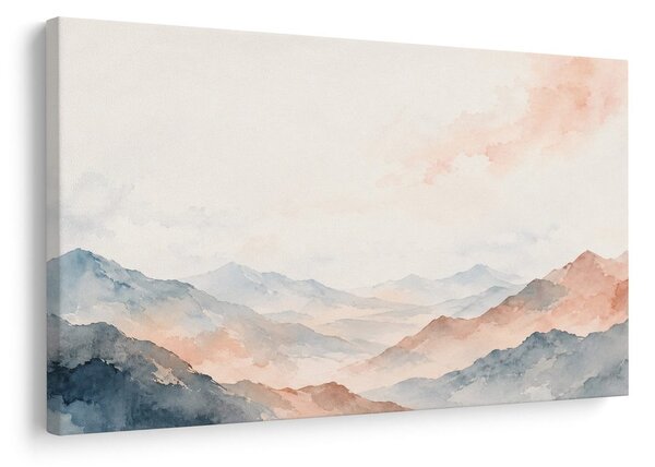 Quadro su tela – Silenzio montano ad acquerello nella nebbia