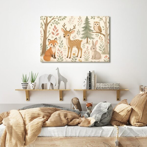 Quadro su tela – Animaletti del bosco in stile delicato