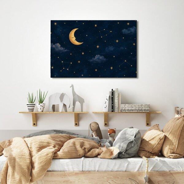 Quadro su tela – Luna addormentata tra le stelle