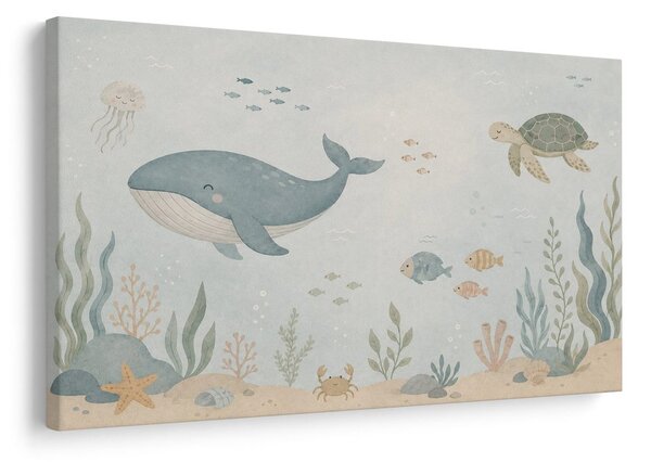 Quadro su tela – Balena e tartaruga nel mare