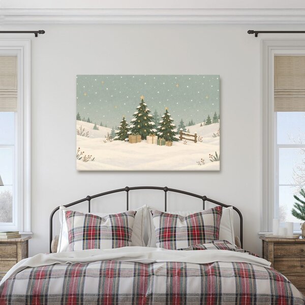 Quadro su tela – Alberi di Natale invernali con regali