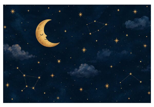 Quadro su tela – Luna addormentata tra le stelle