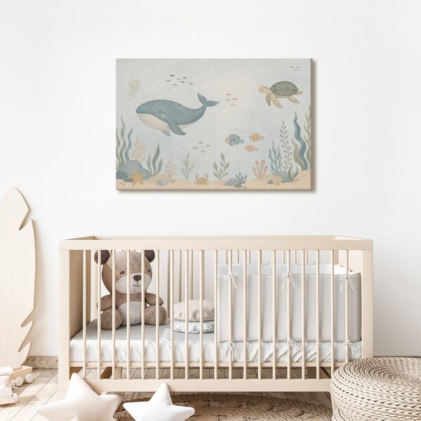 Quadro su tela – Balena e tartaruga nel mare