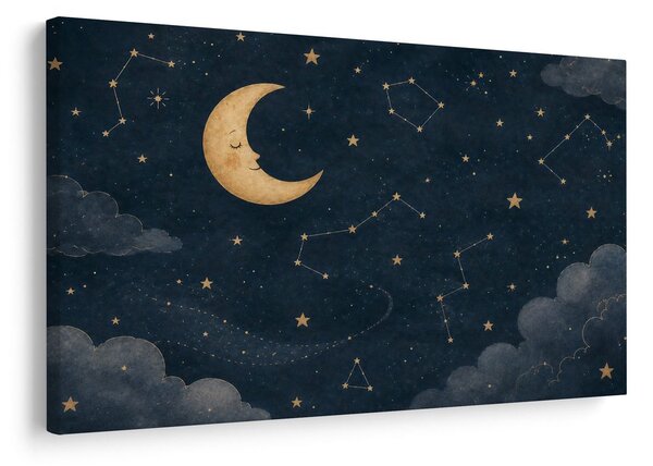 Quadro su tela – Luna dorata tra le stelle