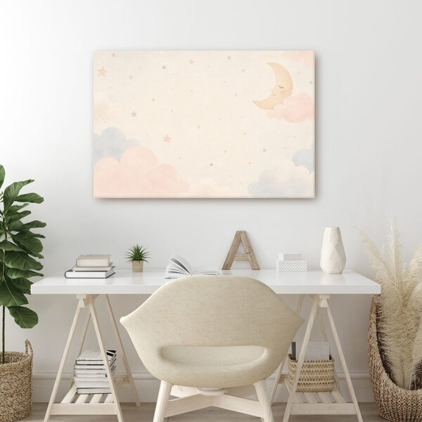Quadro su tela – Luna delicata tra le nuvole