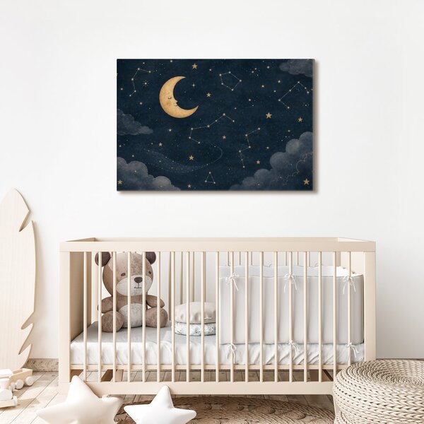 Quadro su tela – Luna dorata tra le stelle