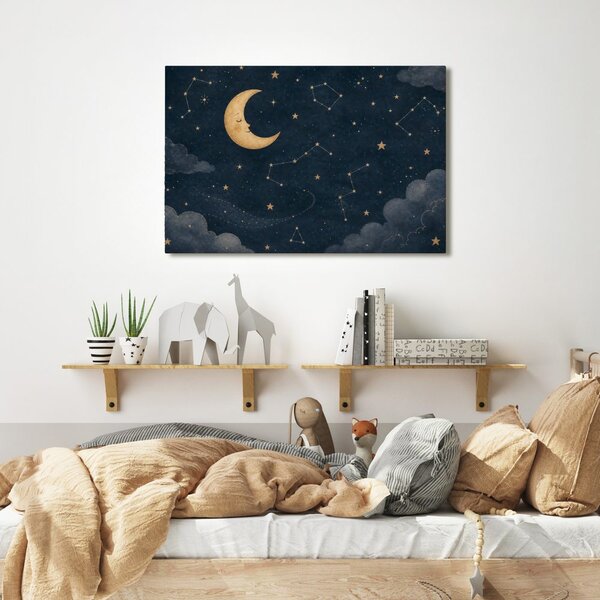 Quadro su tela – Luna dorata tra le stelle
