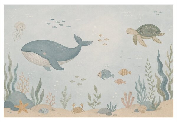Quadro su tela – Balena e tartaruga nel mare