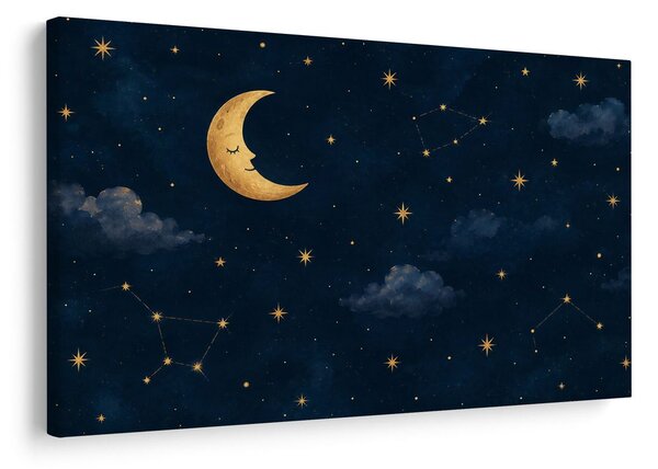 Quadro su tela – Luna addormentata tra le stelle