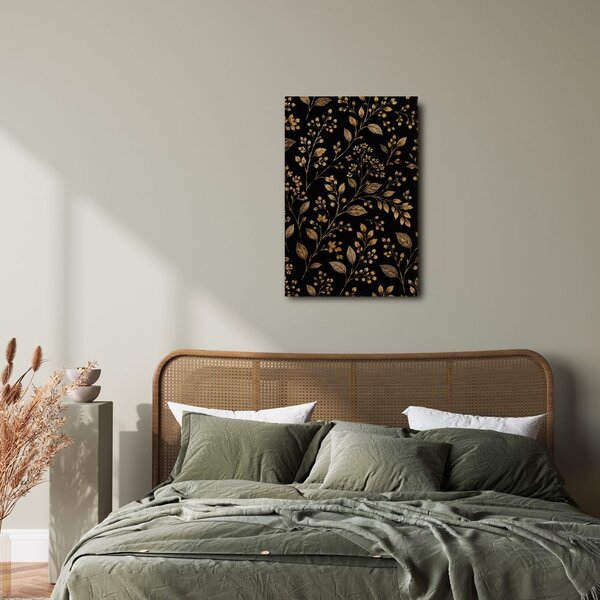 Quadro su tela – Foglie delicate in oro