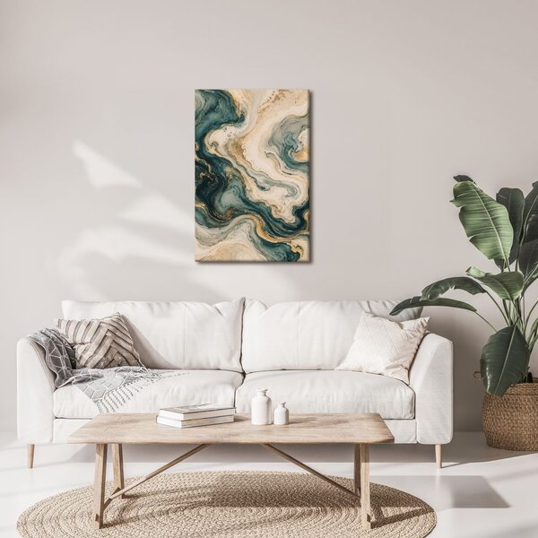 Quadro su tela – Linee dorate nel marmo blu
