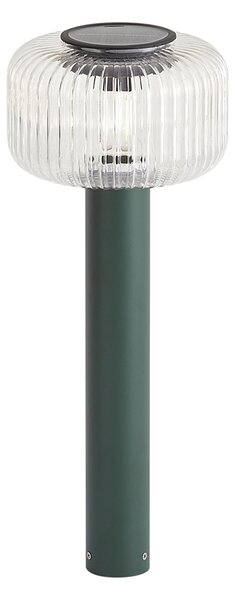 Dissuasore da esterno moderno verde con vetro scanalato con LED solare IP65 - Ribble Mushroom