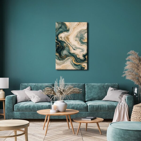 Quadro su tela – Linee dorate nel marmo blu