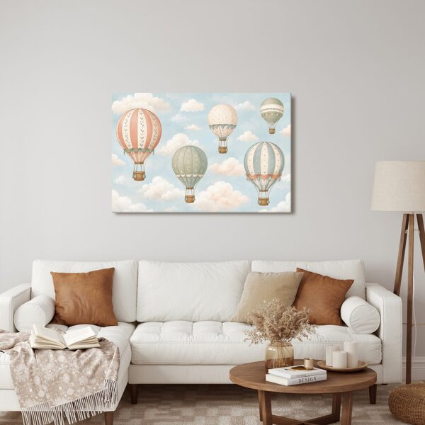 Quadro su tela – Mongolfiere pastello tra le nuvole
