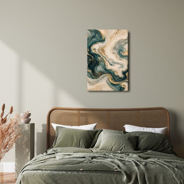 Quadro su tela – Linee dorate nel marmo blu