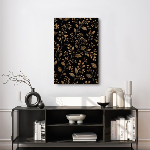 Quadro su tela – Foglie delicate in oro