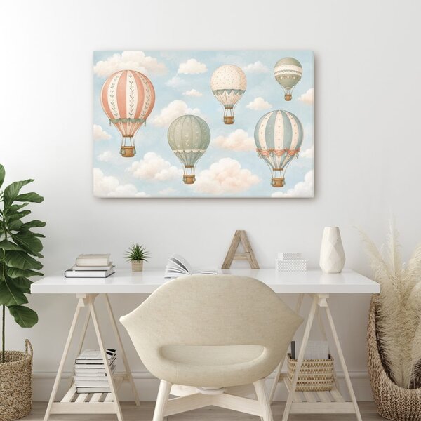 Quadro su tela – Mongolfiere pastello tra le nuvole