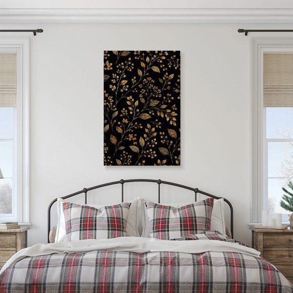 Quadro su tela – Foglie delicate in oro