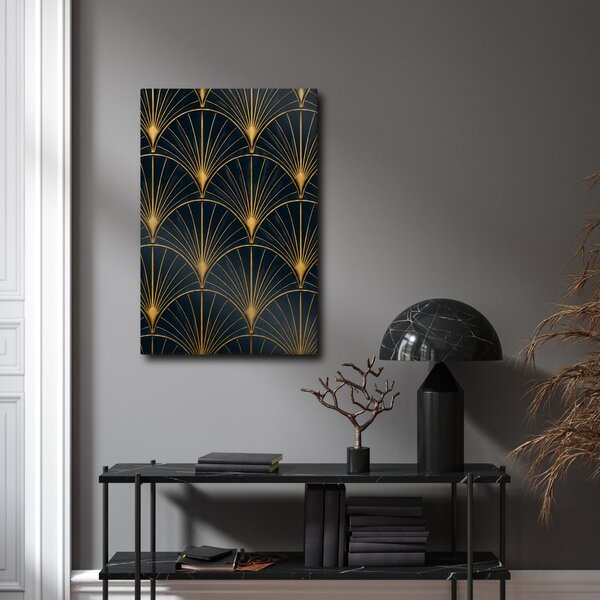 Quadro su tela – Geometria elegante in oro
